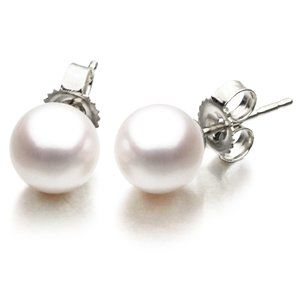 14K Gold 4-4.5mm Akoya Pearl Stud Earrings, AAAA